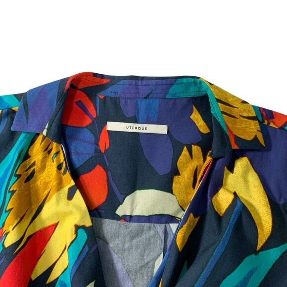 Uterque Bows And Coloured Brushstroke Print Blouse S 26 Tie Front - Picture 5 of 15